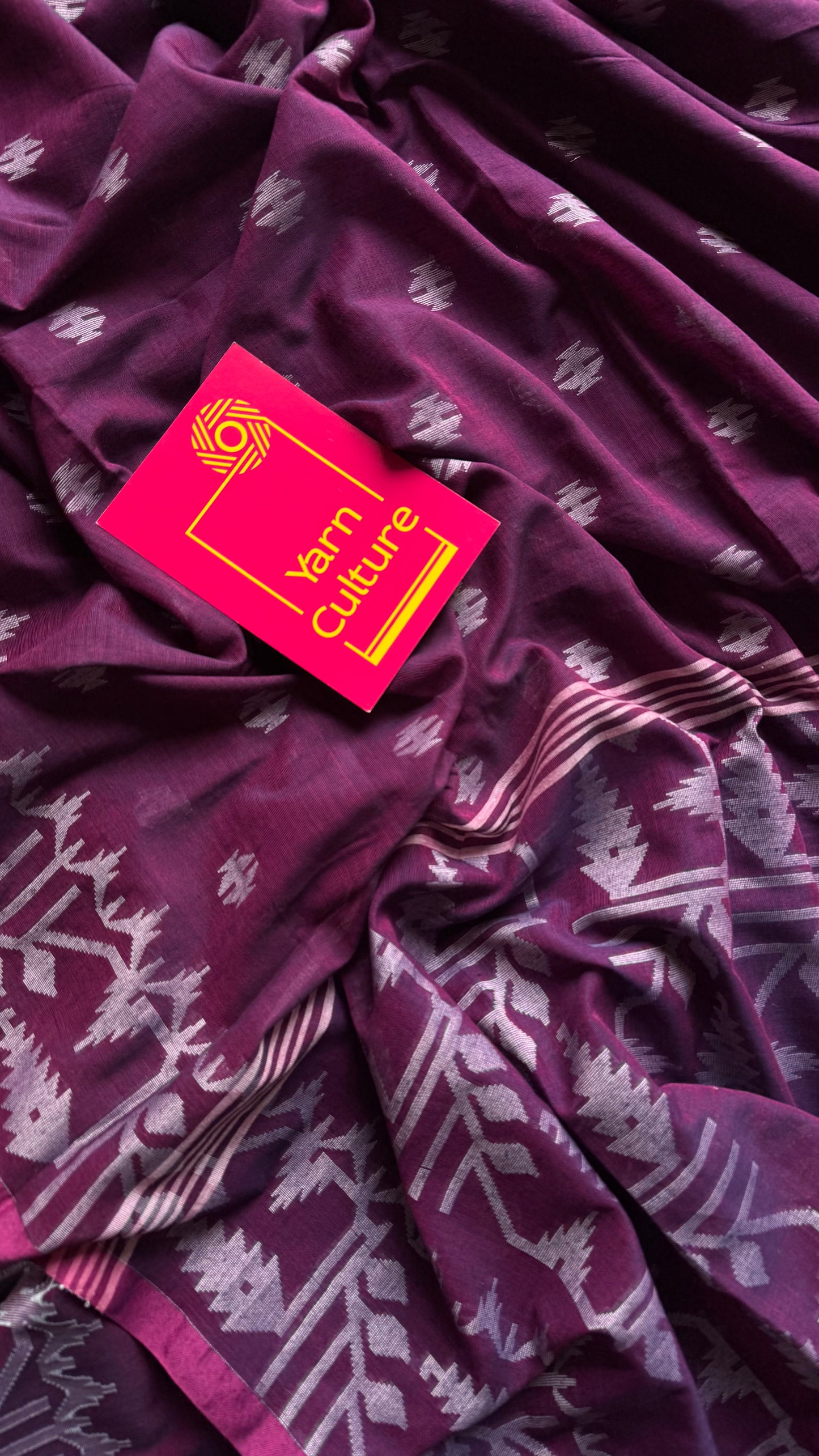 Purple double tone jamdani in soft cotton - YCBCKJJA138