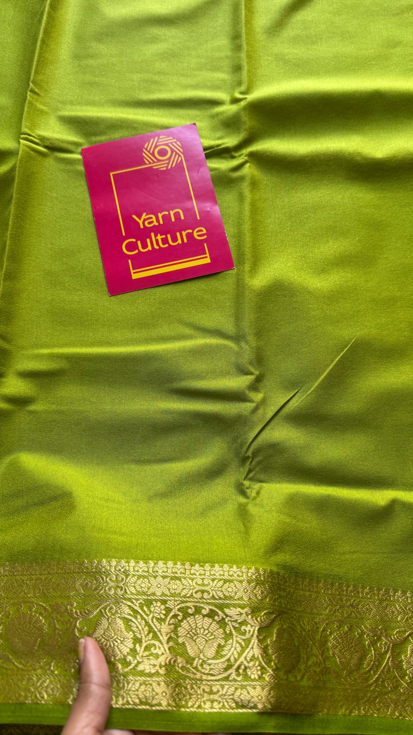 Lime green Mysore semi crepe silk saree - YCLOKFE243