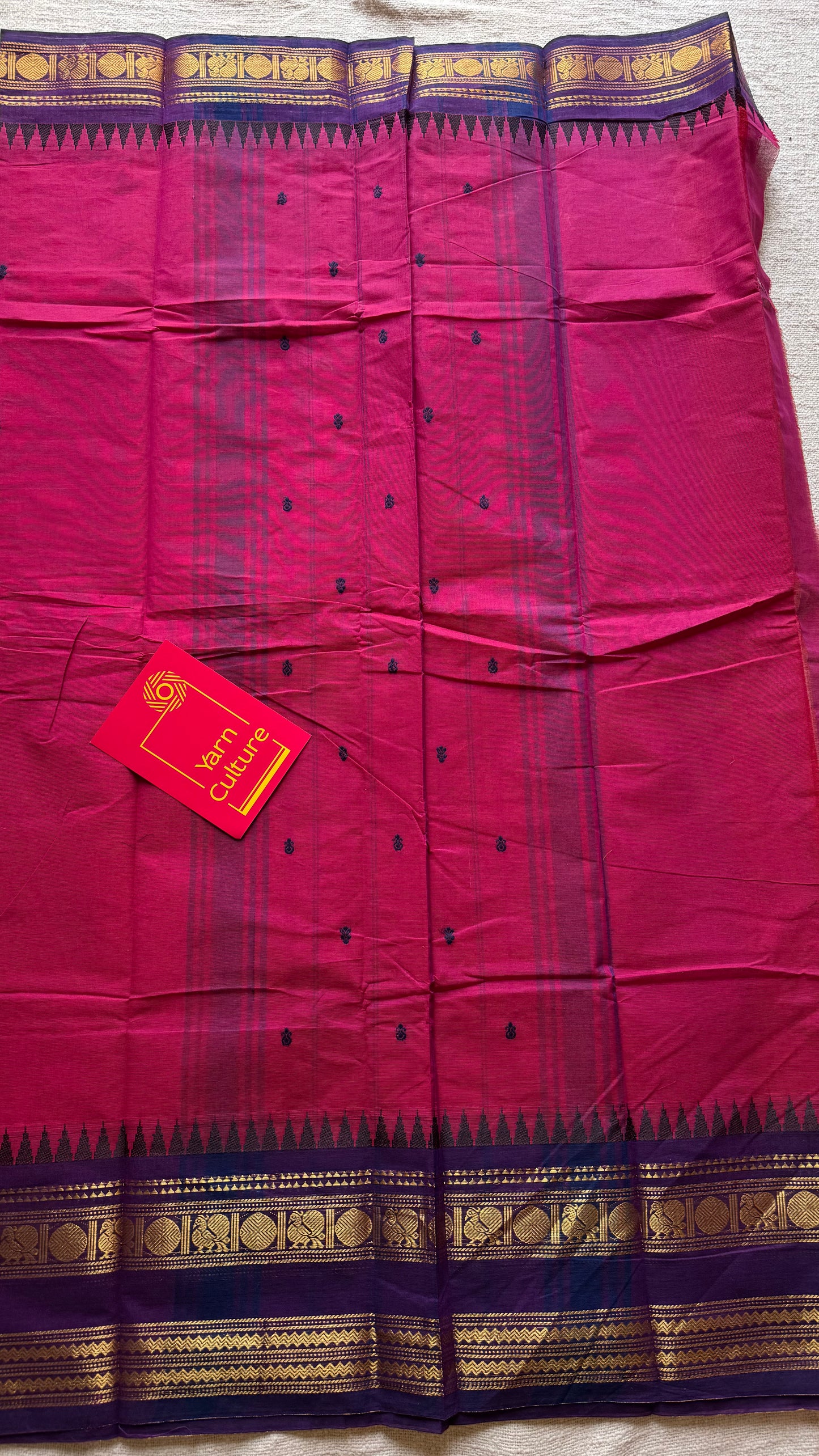 Magenta pink and purple contrast, kanchi cotton saree - YCCOTNMA324