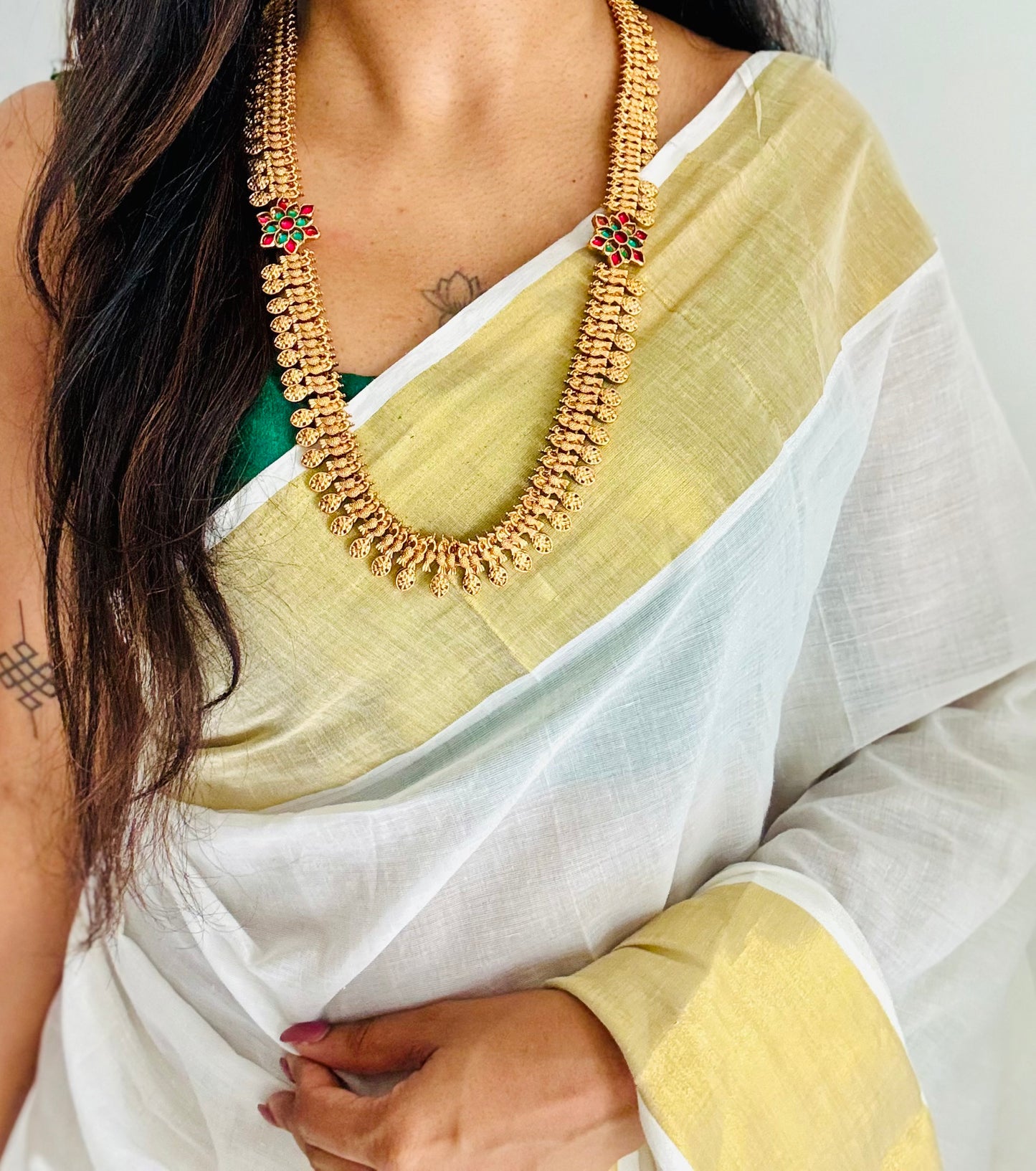 Long peacock coin neckpiece statement piece - YCGPNP725