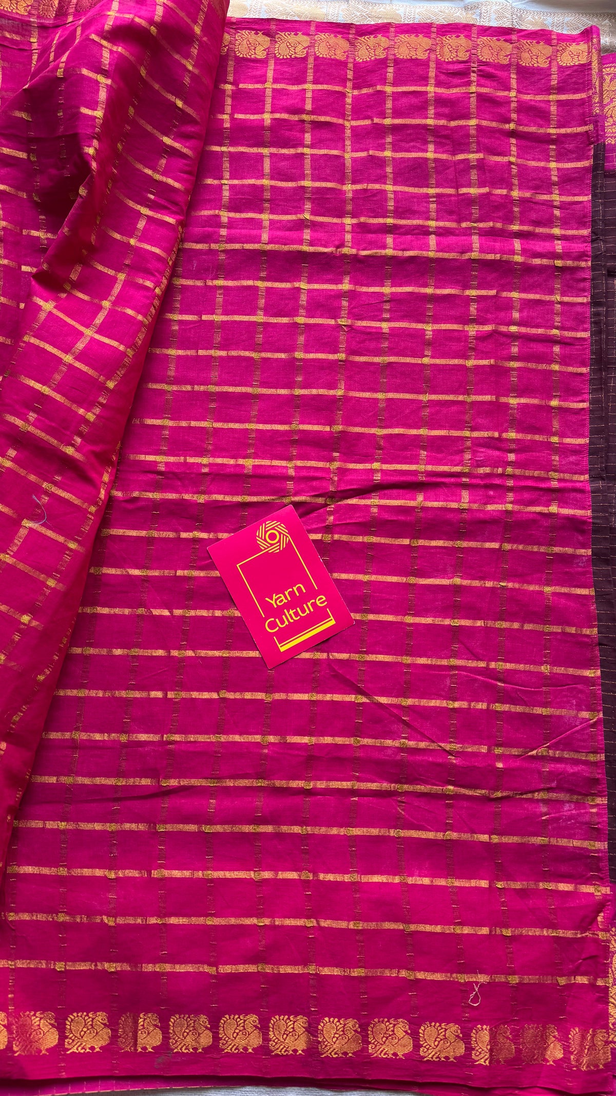 Dark maroon and hot pink sungudi cotton half-half saree - YCCOTNIDOC23