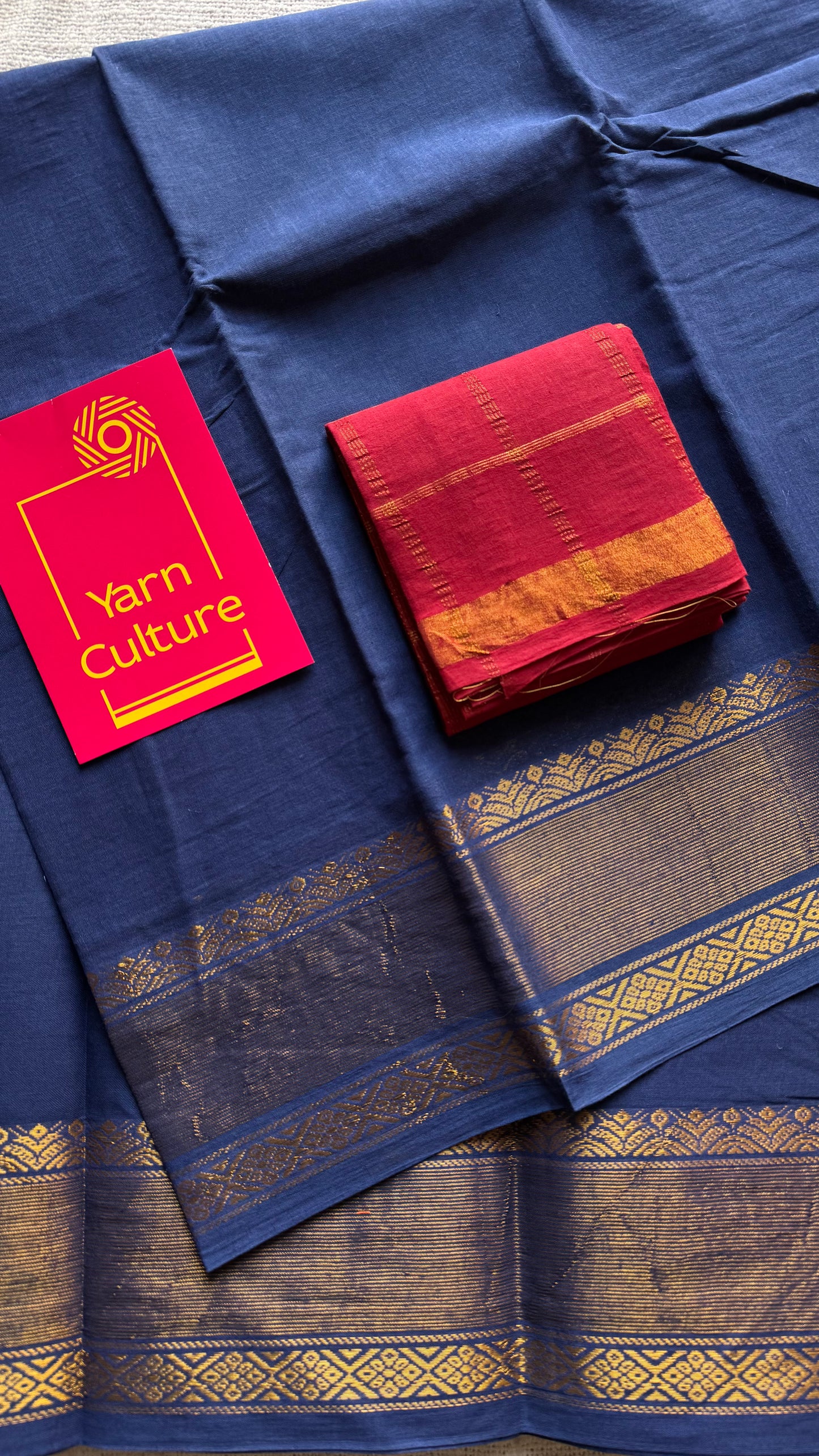 Navy blue kattuchayam dyed madurai soft cotton - YCCOTNSUDE140