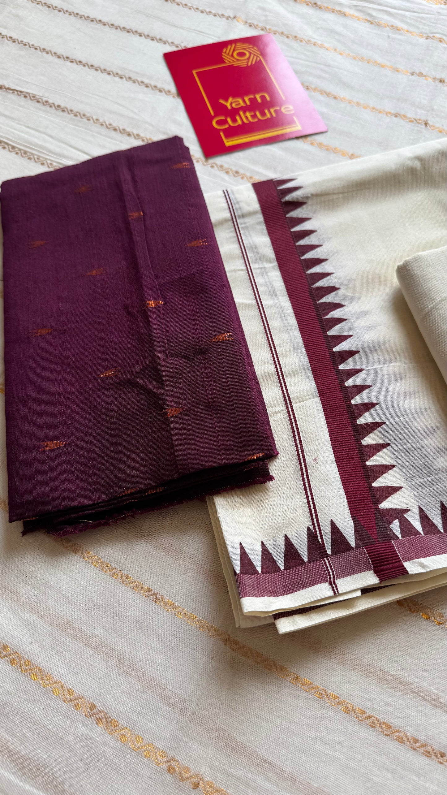 Set mund, dark maroon temple border - YCIEON114