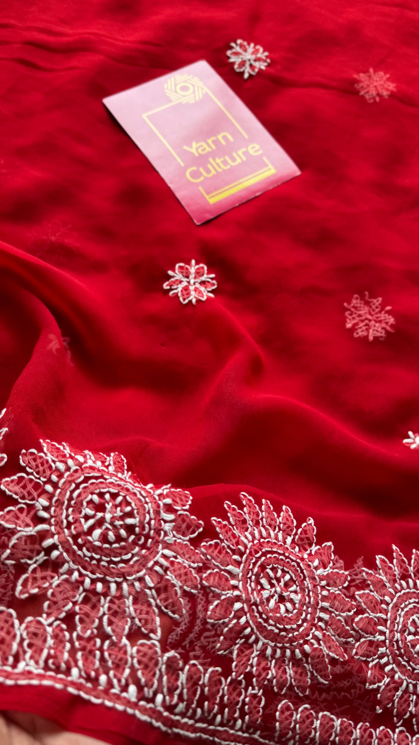 Sham-e-Ishq (evening of love) - Red Chikankari, georgette YCSLCJULCK07
