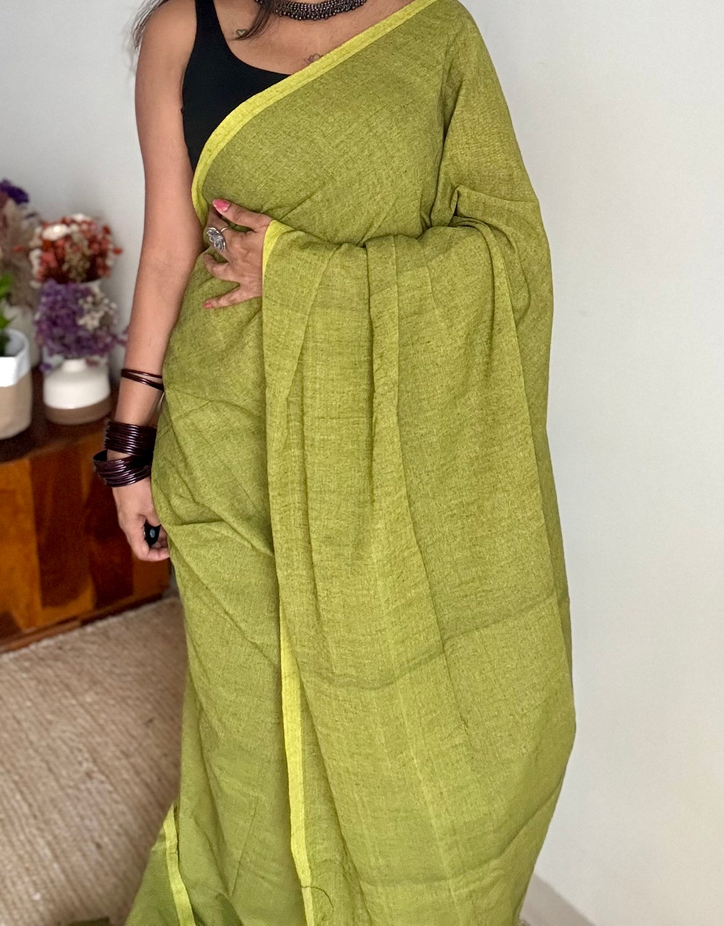 Light green soft cotton saree  - YCBCKCAP21