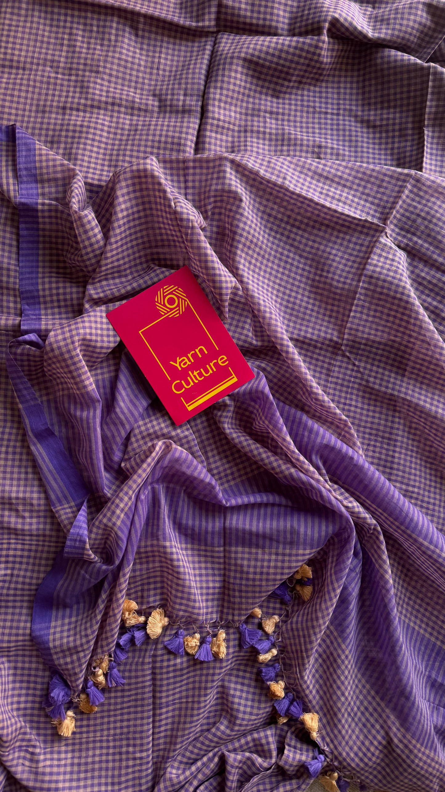 Purple and cream mul, micro checks - YCBCMCNO05