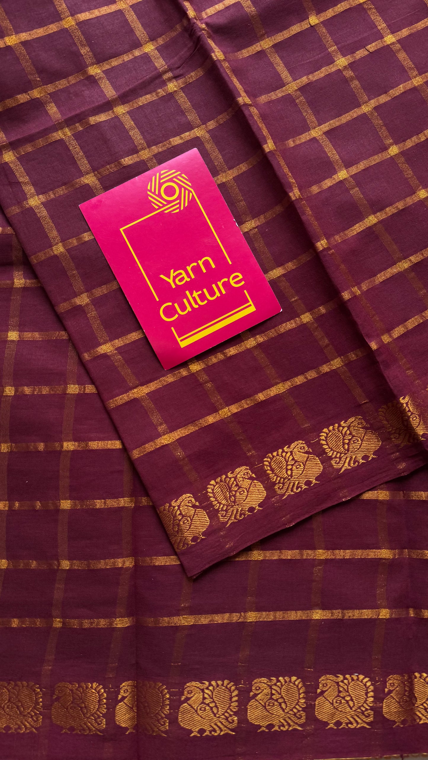 Maroon pavithra kattam kattuchayam dyed madurai cotton saree - YCCOTNMSAP207