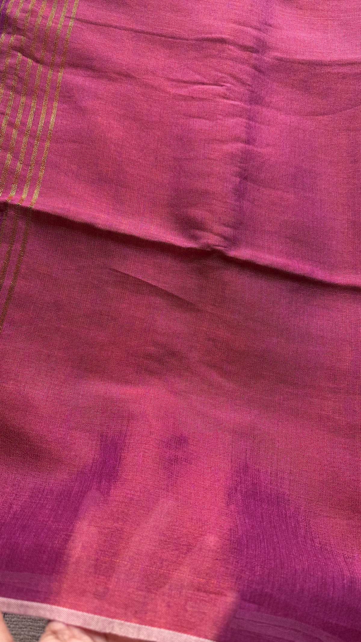 Magenta pink with gold, dual tone metallic tissue linen saree - YCBCLTOC57
