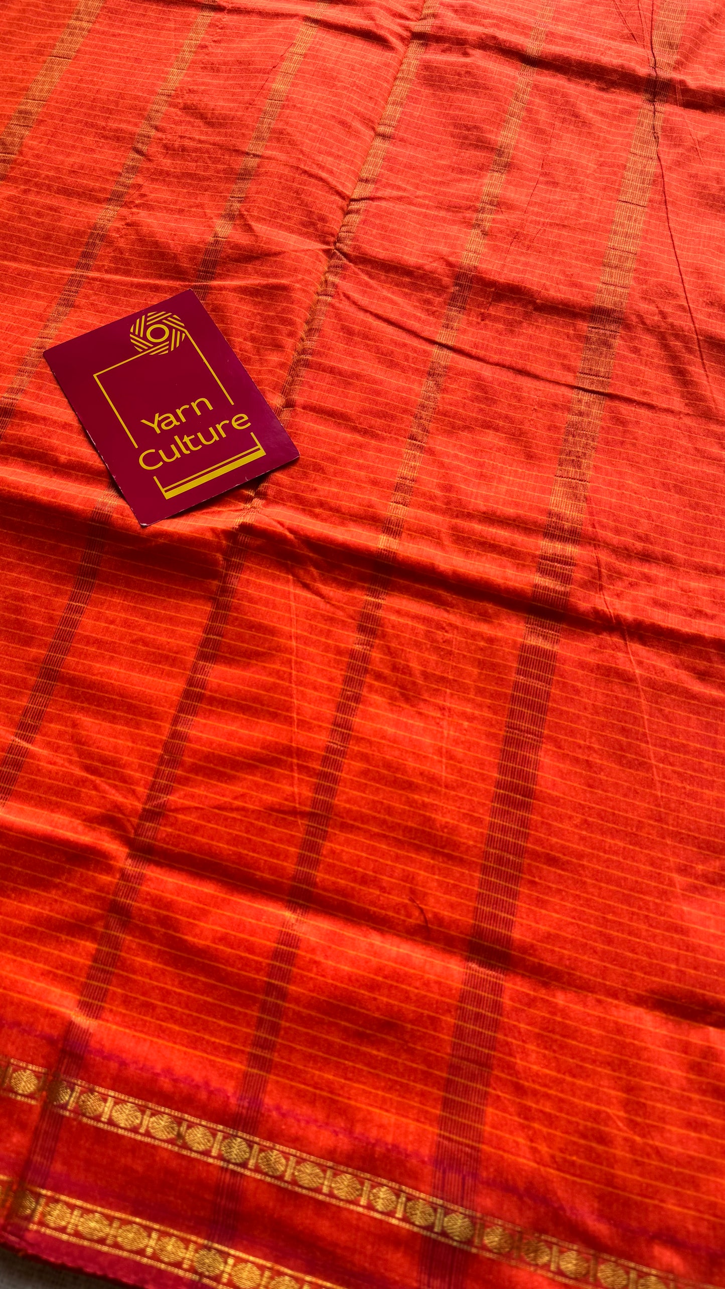 Bright orange, arani checks, cotton silk - YCCOTNOCAR05