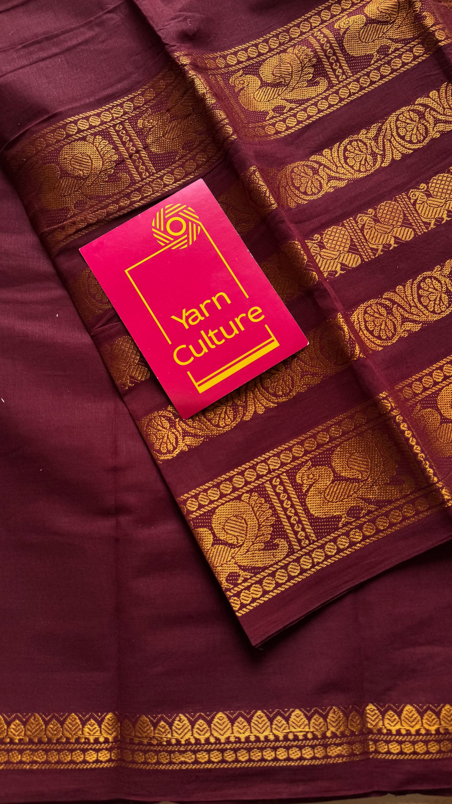 Maroon long border sungudi, kattuchayam dyed madurai cotton - YCCOTNMSAP131