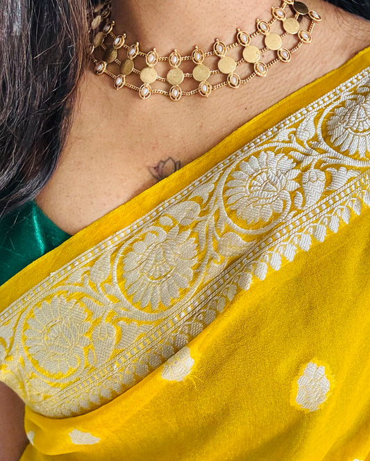 3 layered coin and pearl neckpiece with earrings - YCGPNP633a