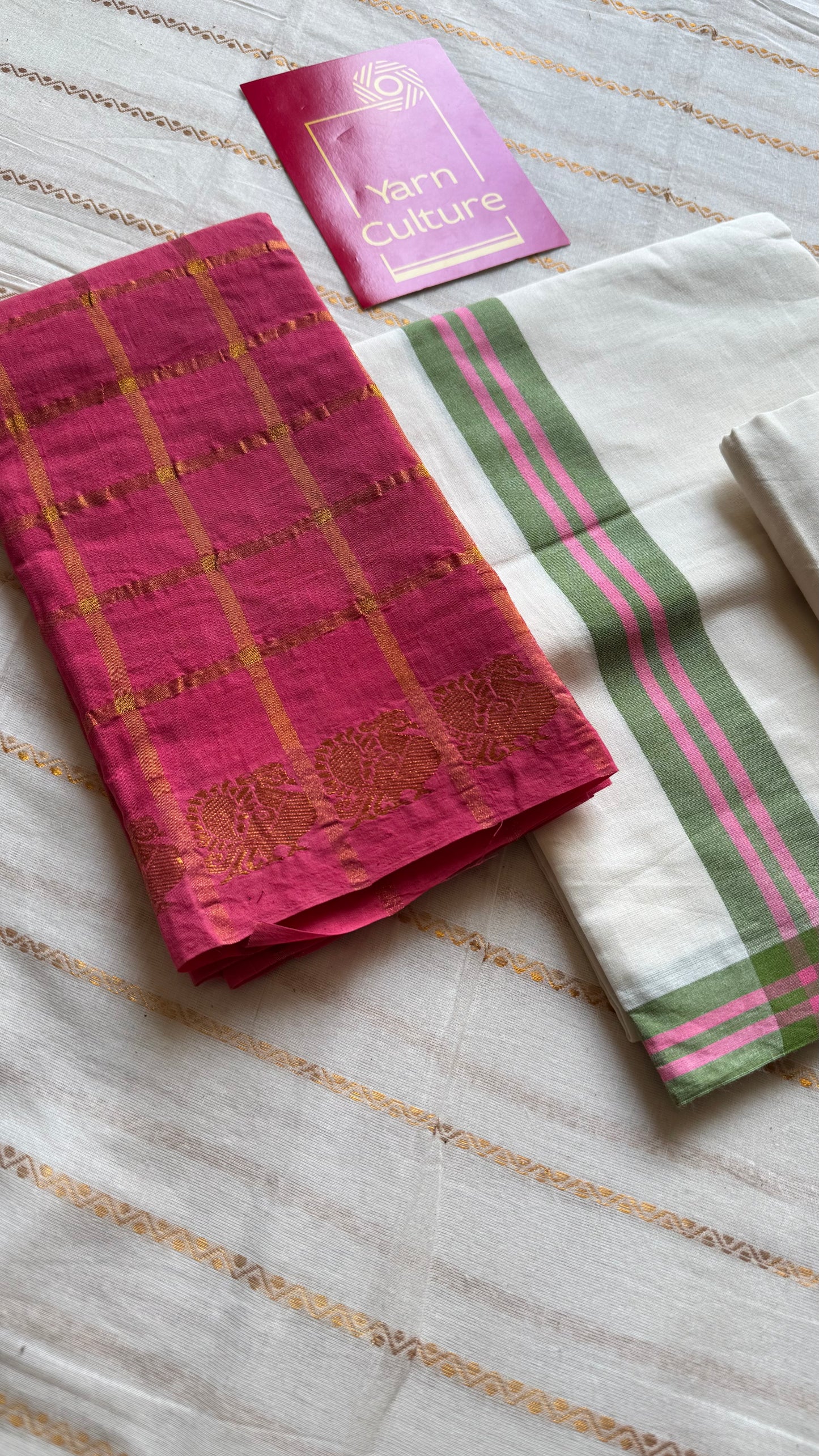 Set mund, green with pink lines - YCIEON123