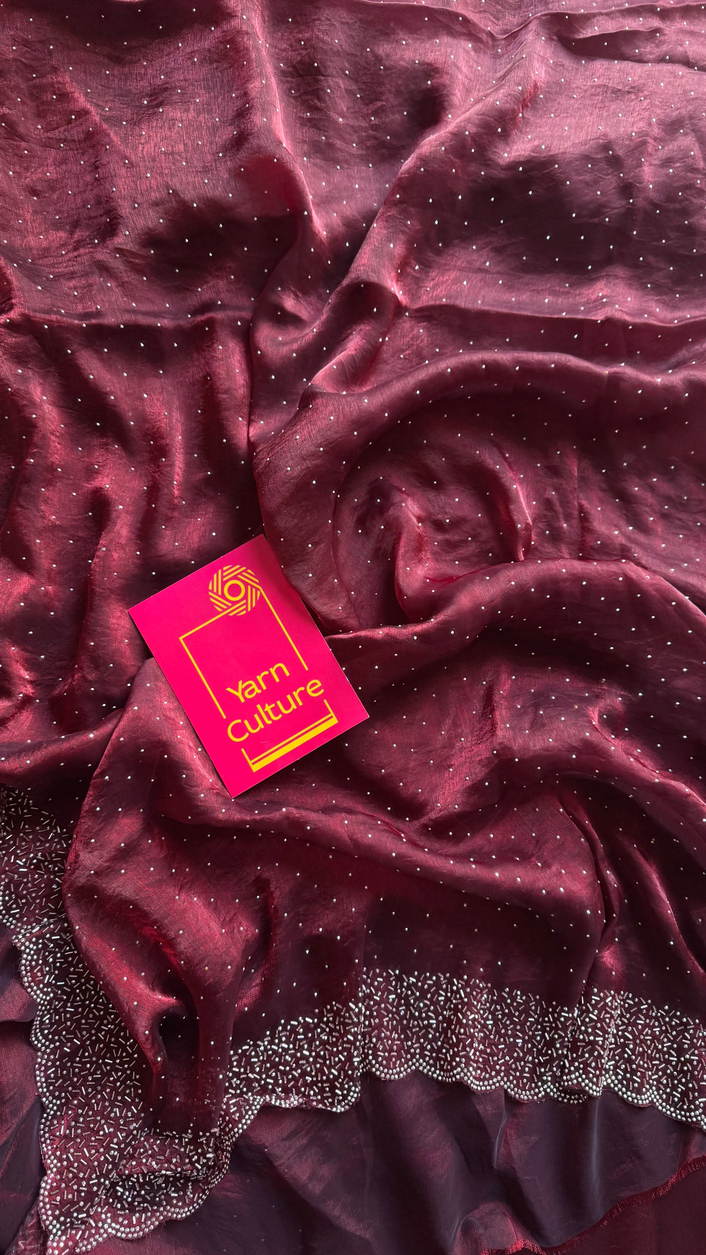 Maroon Munch - maroon dual tone space silk, jarkhan stone work - YCDOSNO39