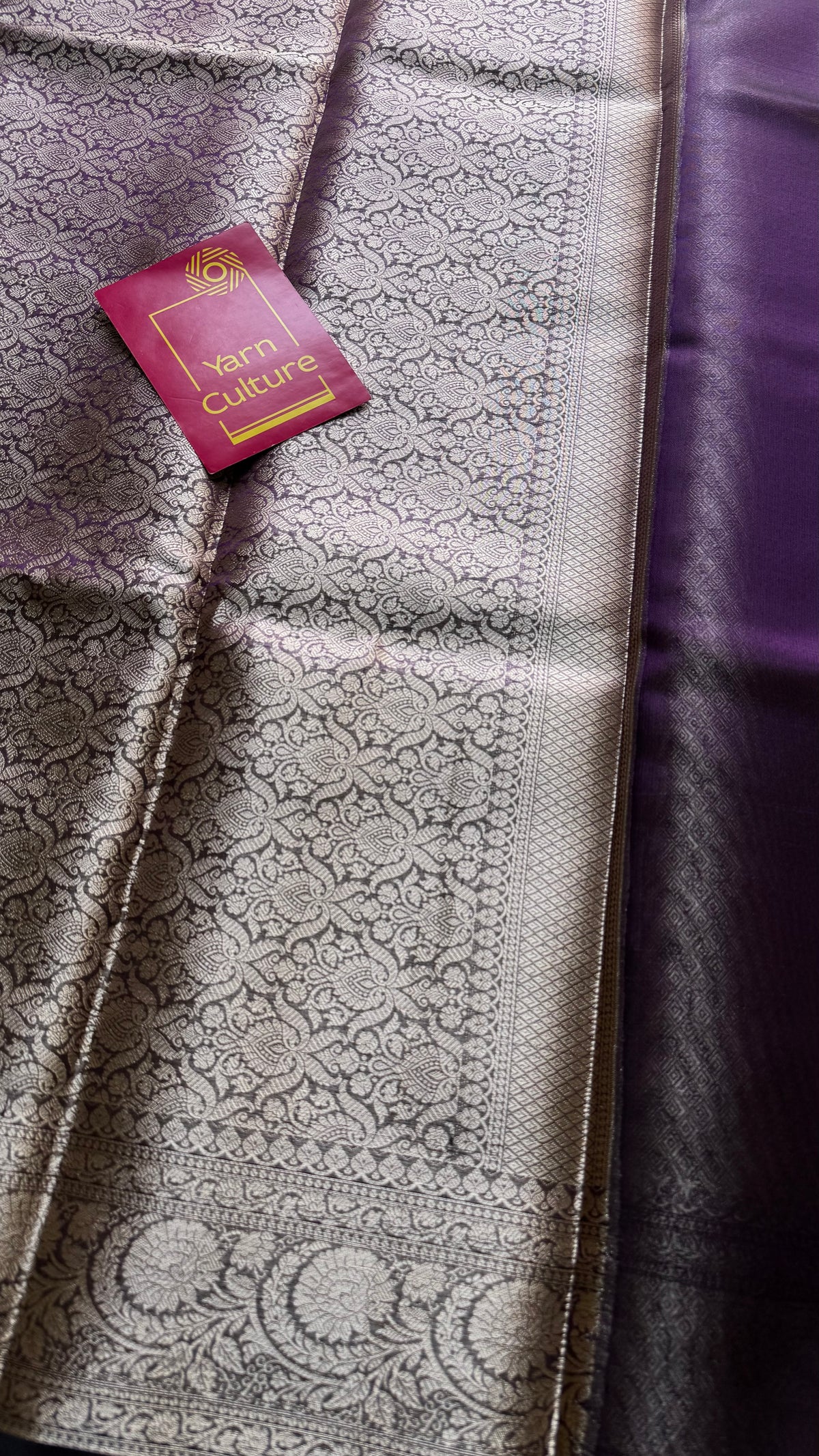 Purple tissue Banarasi saree with zari border - YCBLTOC89
