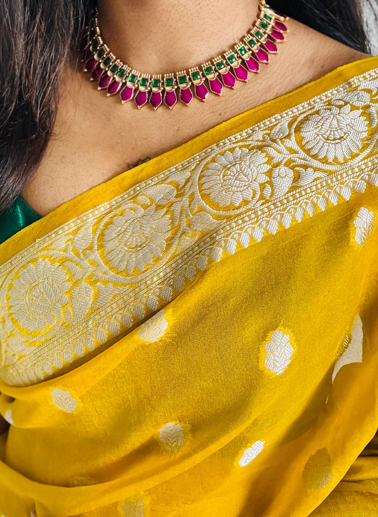 Purple pink (vadamalli) nagapadam neckpiece, with earrings - YCGPNP616