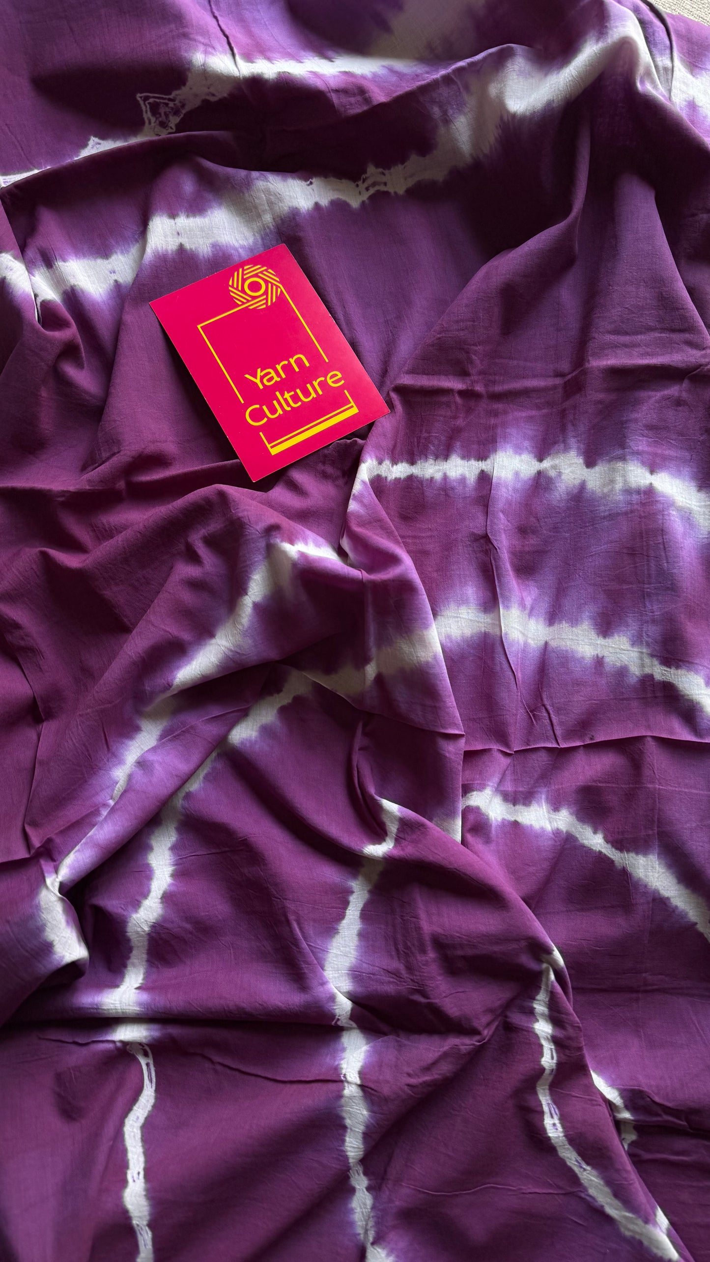 Purple with white tie and dye pattern, soft cotton saree - YCTORCMA04