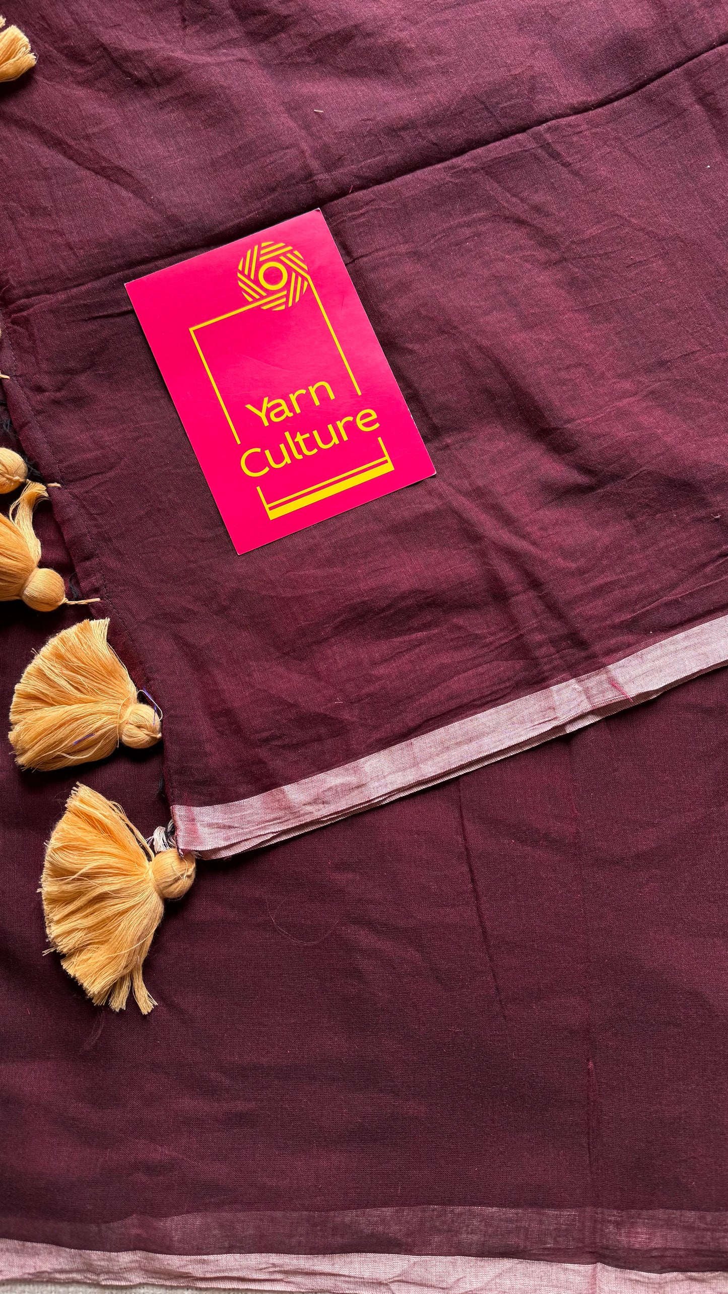 Dark brown with cream border mul cotton saree - YCBCMCFE231