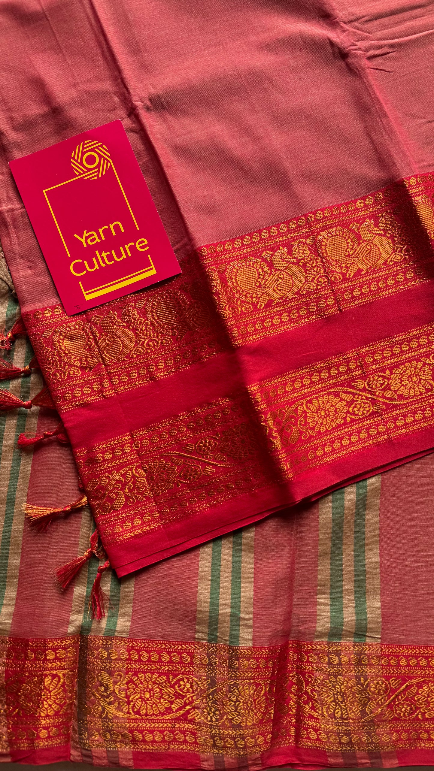 Light red with red wide border, narayanpet soft cotton saree -YCWOTDAUG04