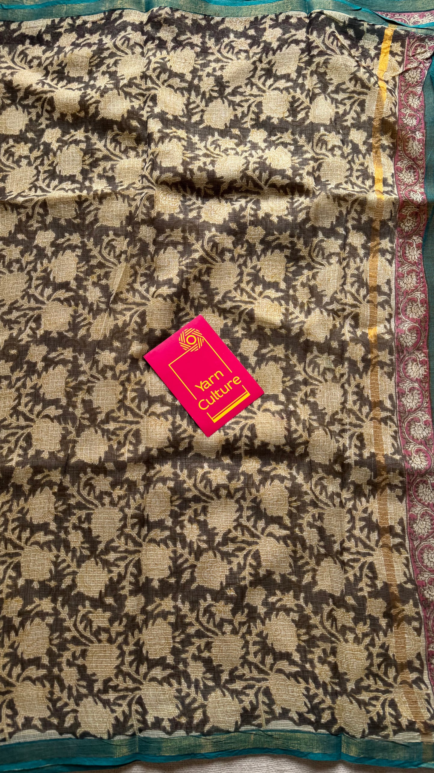 Haldi Pop - Mustard yellow kota doria saree, with gold zari border - YCTORKDAP07