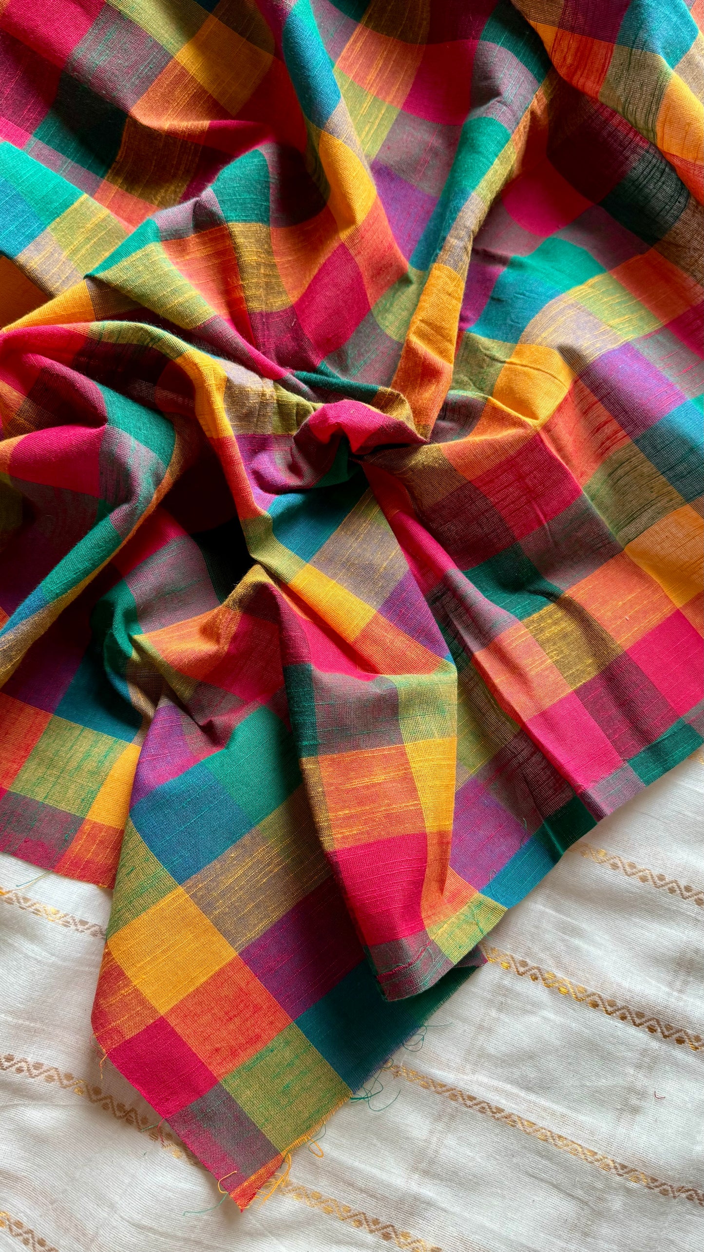 Multicoloured Madras Checks in Pure Cotton Fabric - YCSEFB05