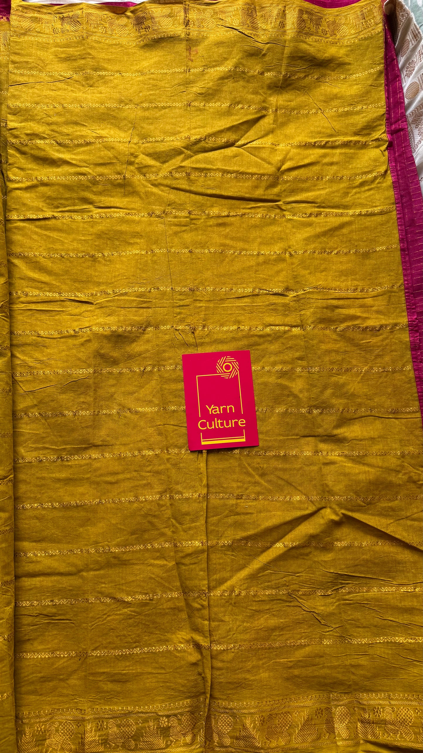 Hot pink with lime green, sungudi cotton half-half saree - YCCOTNIDMA290