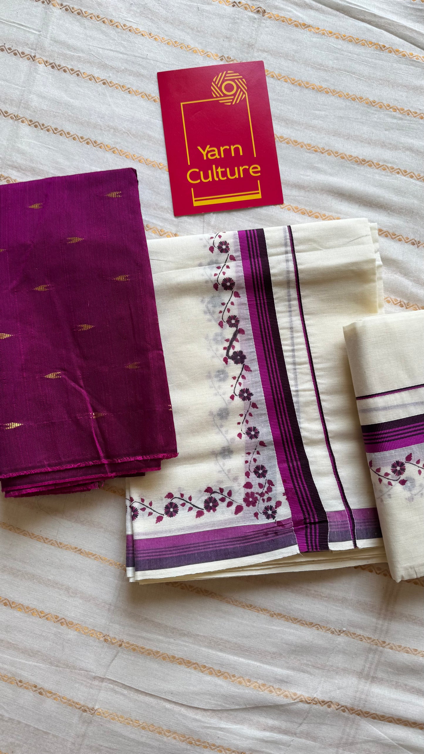 Set mund, purple pink and dark brown flowers - YCIEON108