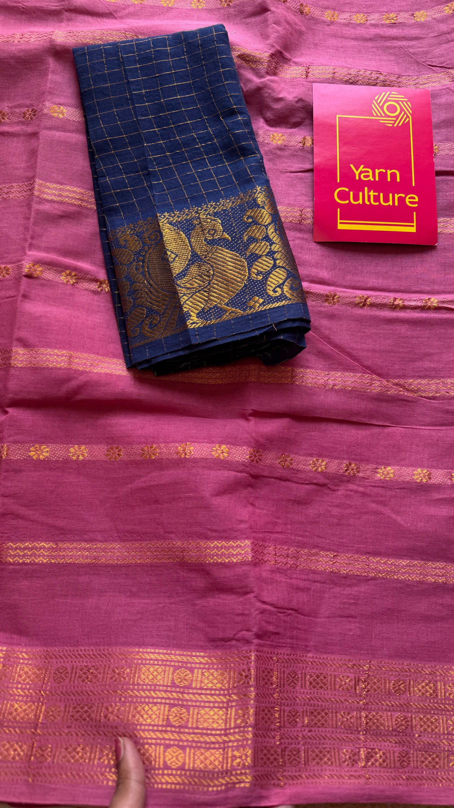 Dusty pink floral patterned velthaari, kattuchayam dyed madurai cotton saree  - YCCOTNMSAP214
