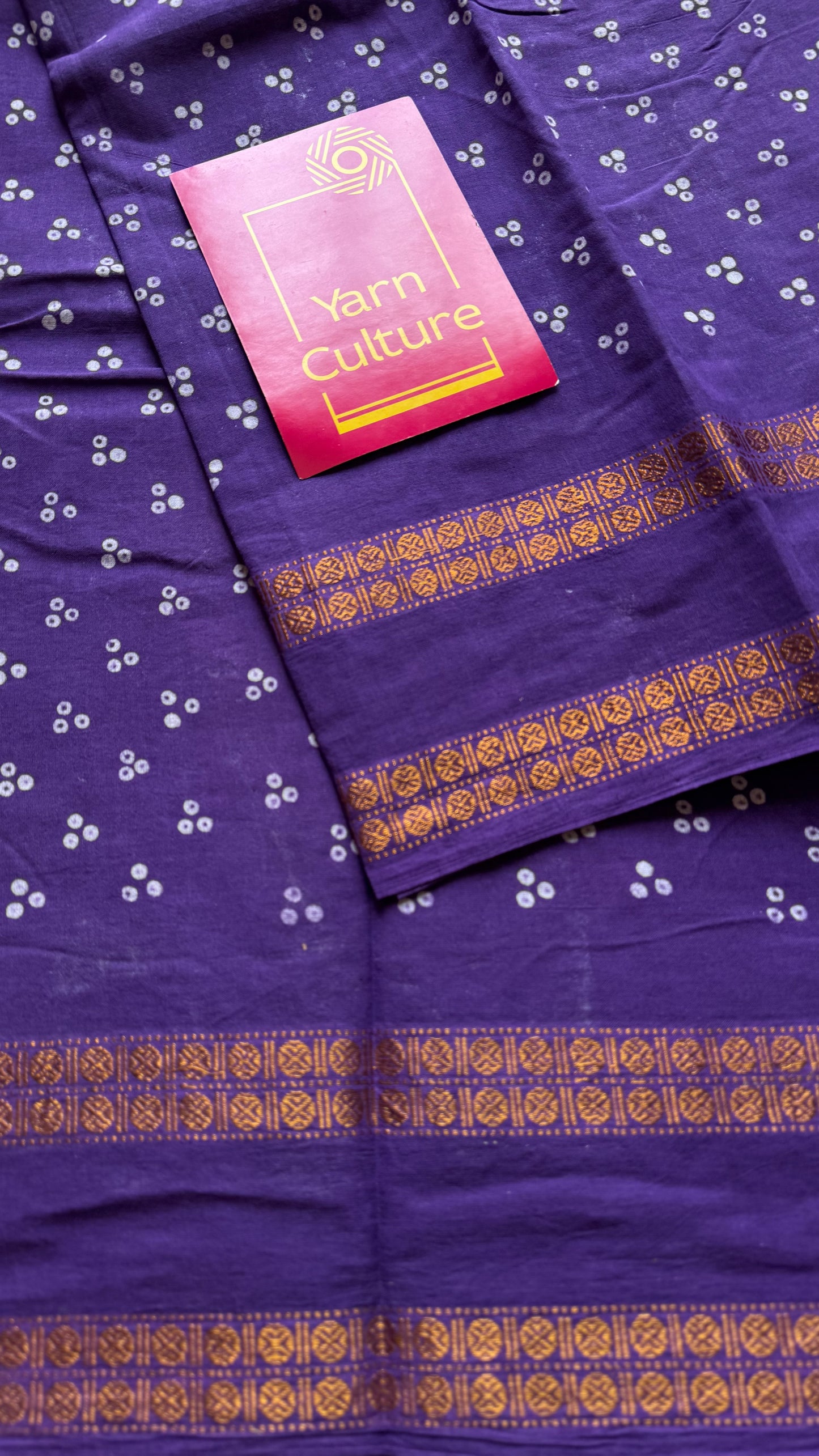 Purple, wax dot printed sungudi, kattuchayam dyed madurai cotton - YCCOTNMSAP151