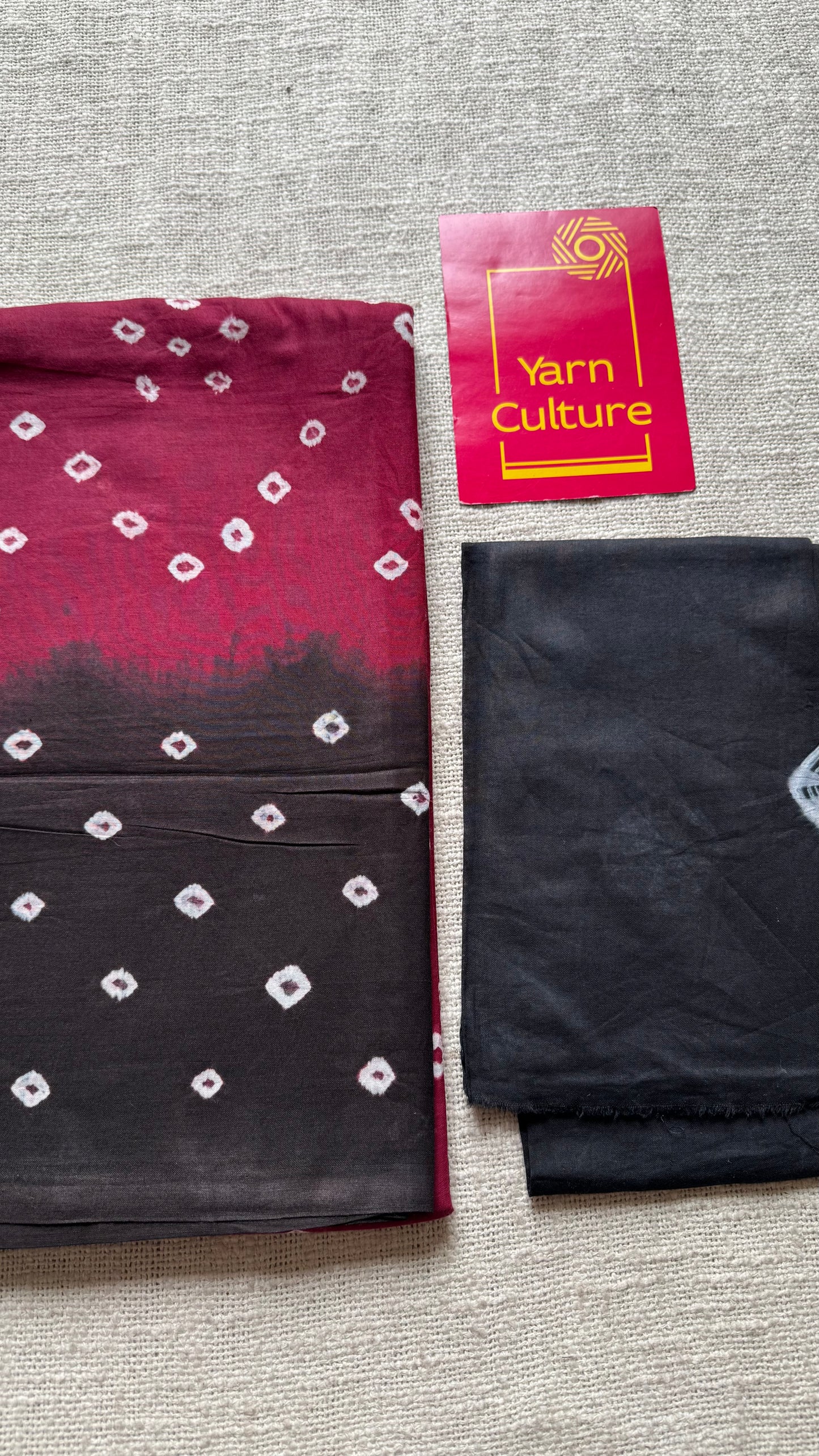 Maroon with black Sungudi/Bandhani, soft cotton - YCCOTNSEMS77