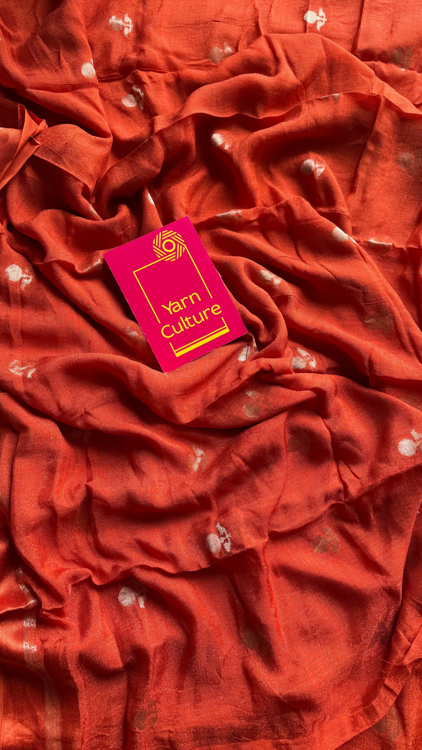 Orange in semi khadi silk, zari motifs - YCDOSFE19
