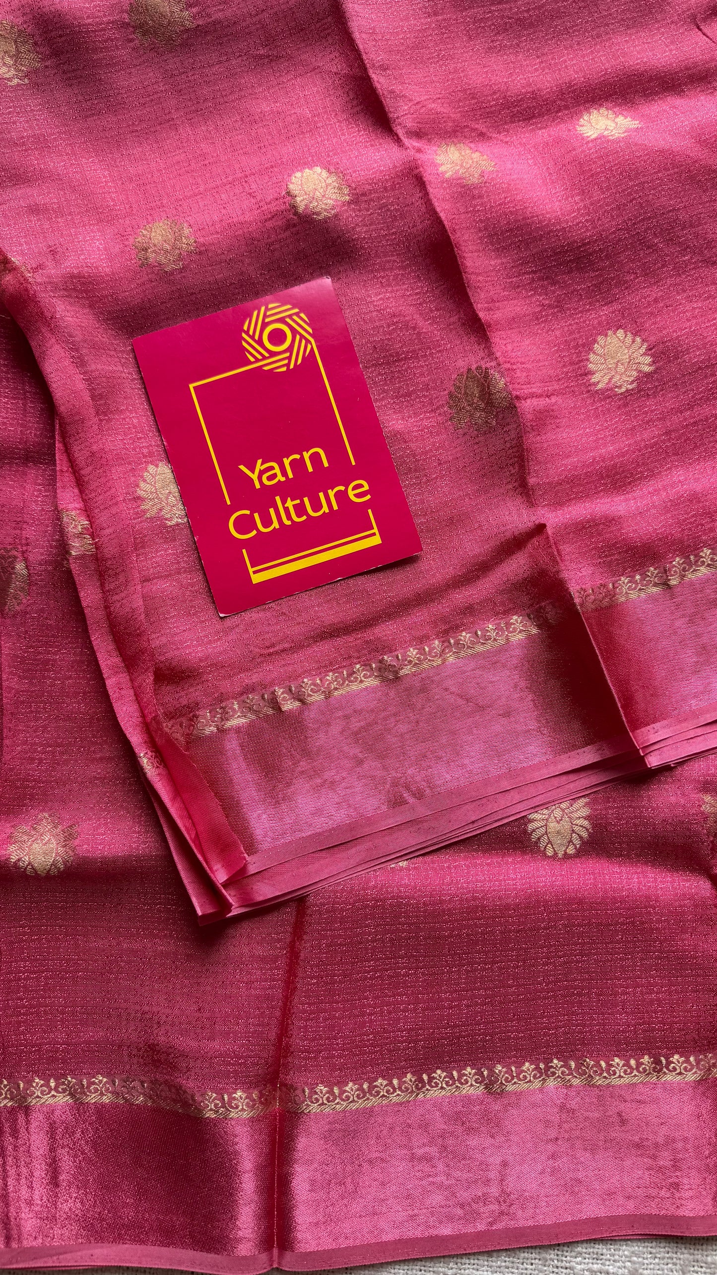 Onion pink in khadi silk, zari motifs - YCDOSFE21