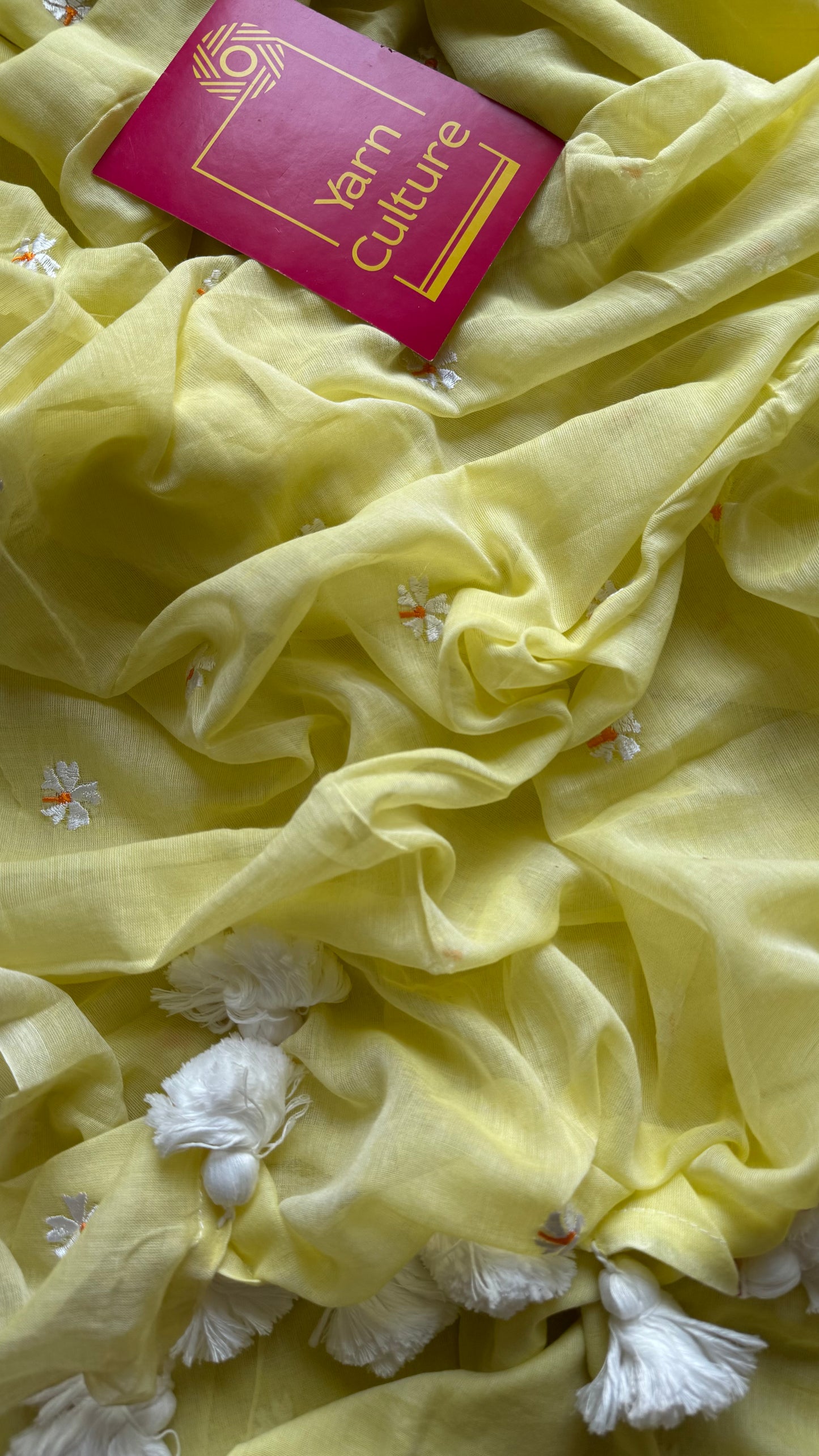 Light yellow parijat soft mul cotton saree  - YCBCMCAP29