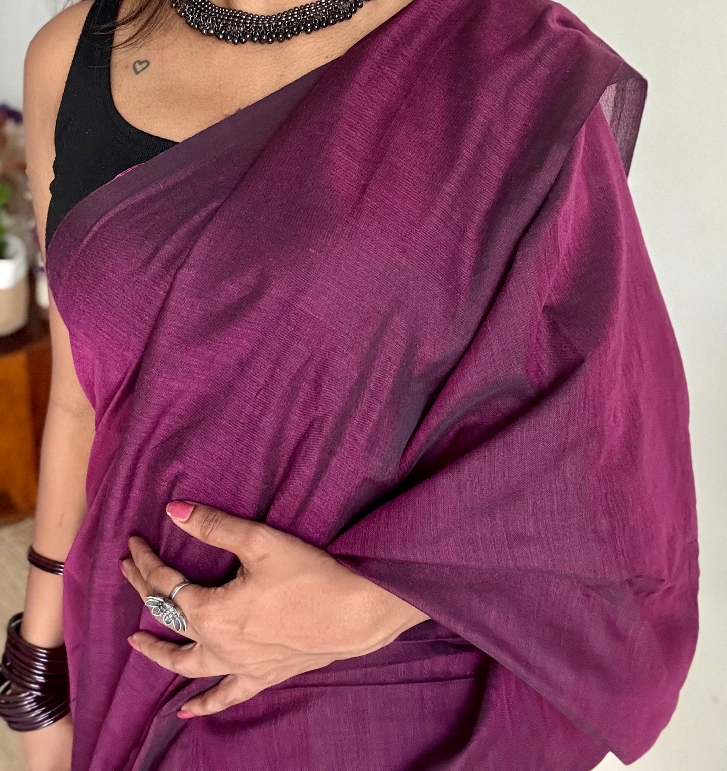 Wine soft cotton saree  - YCBCKCAP20