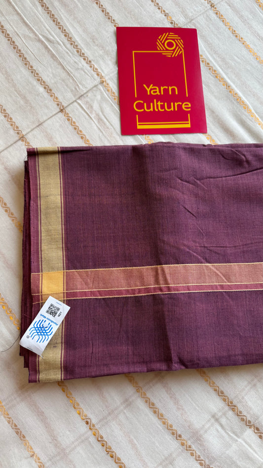 Wine Chendamangalam Handloom Single Mundu | Soft Cotton Men's Dhoti - YCMSEIE179