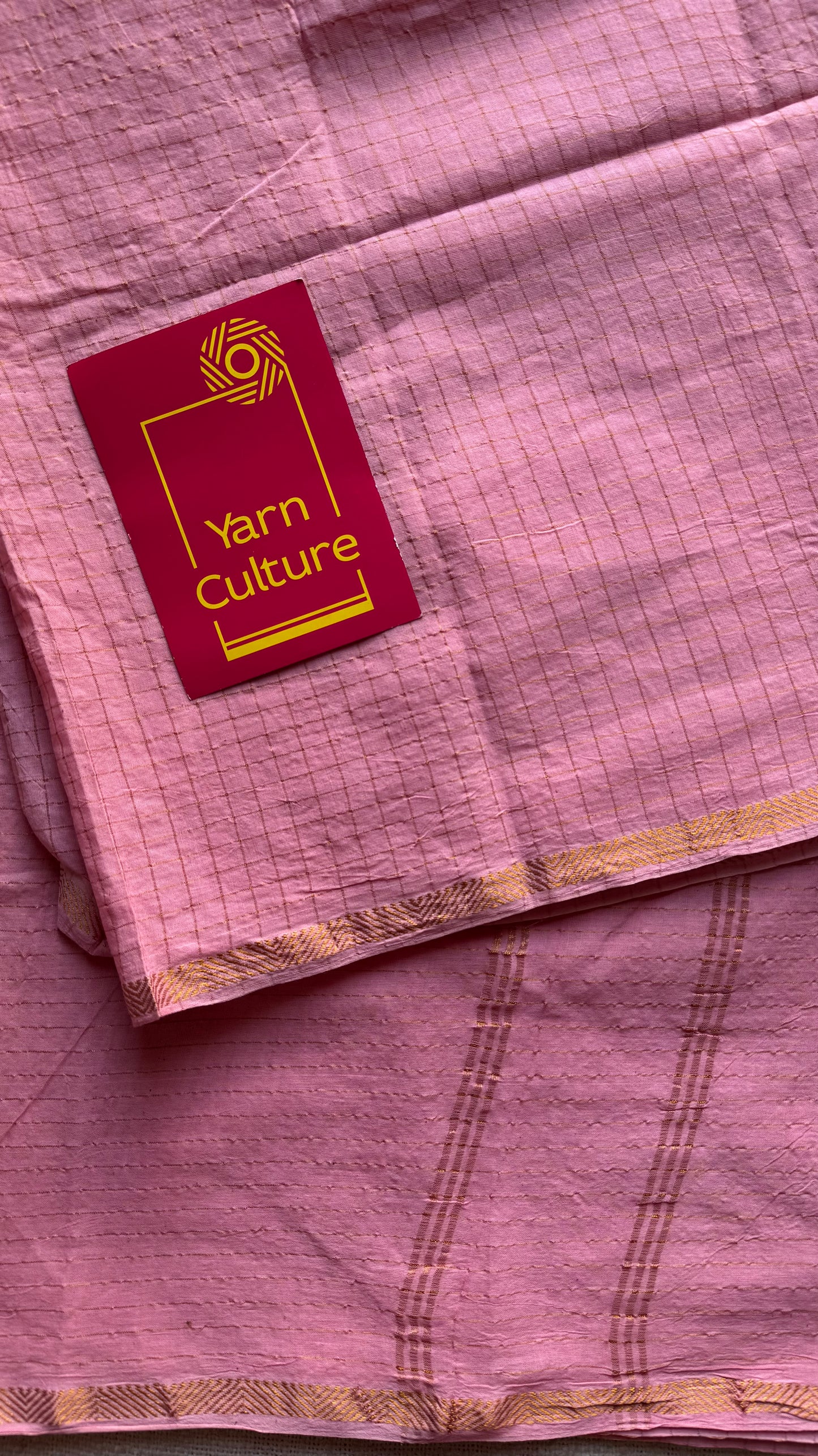 Baby pink mini kattam kattuchayam dyed madurai cotton saree - YCCOTNMSFE86
