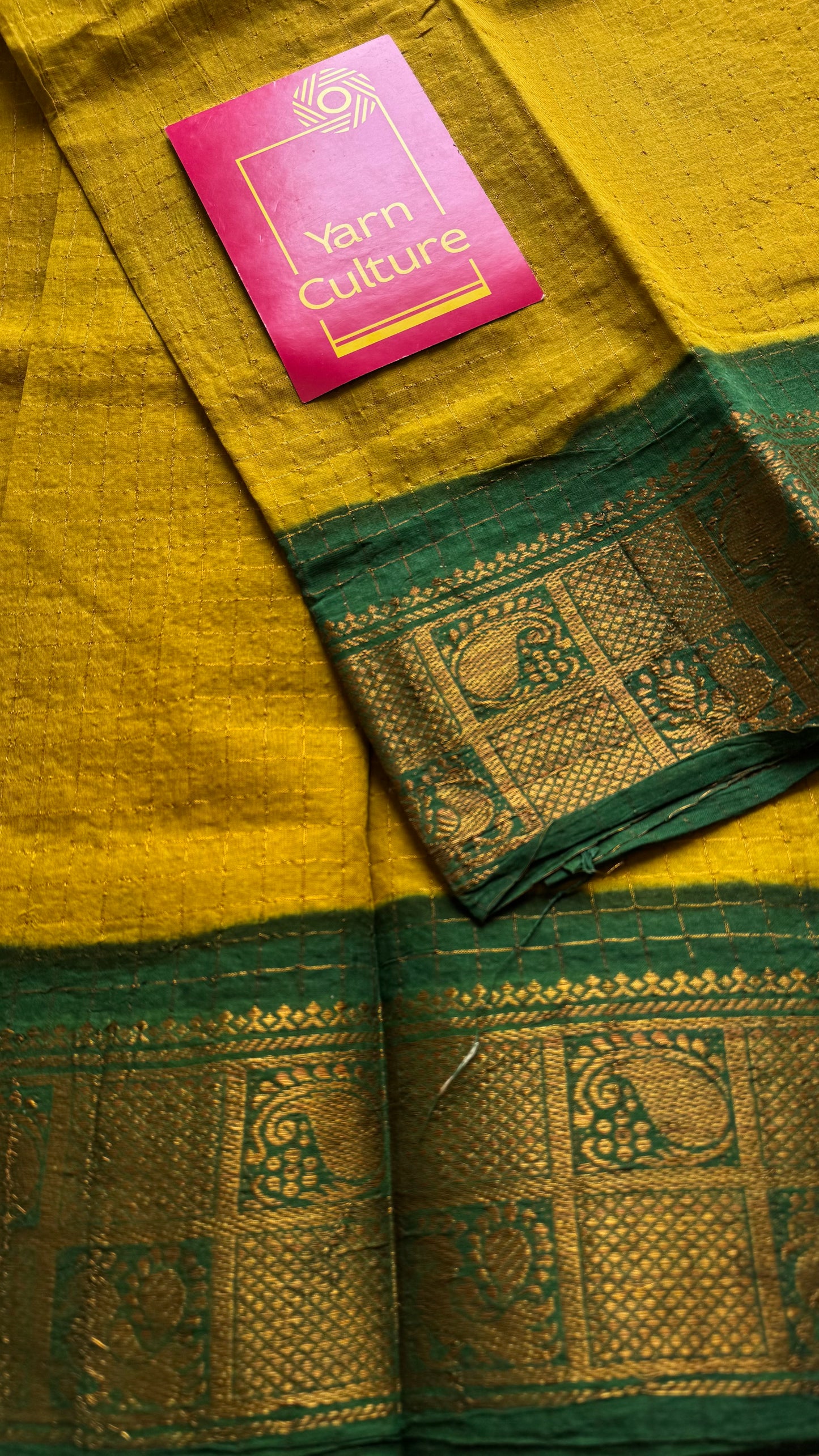 Light green with dark green contrast zari checkered sungudi, kattuchayam dyed madurai cotton - YCCOTNJU24