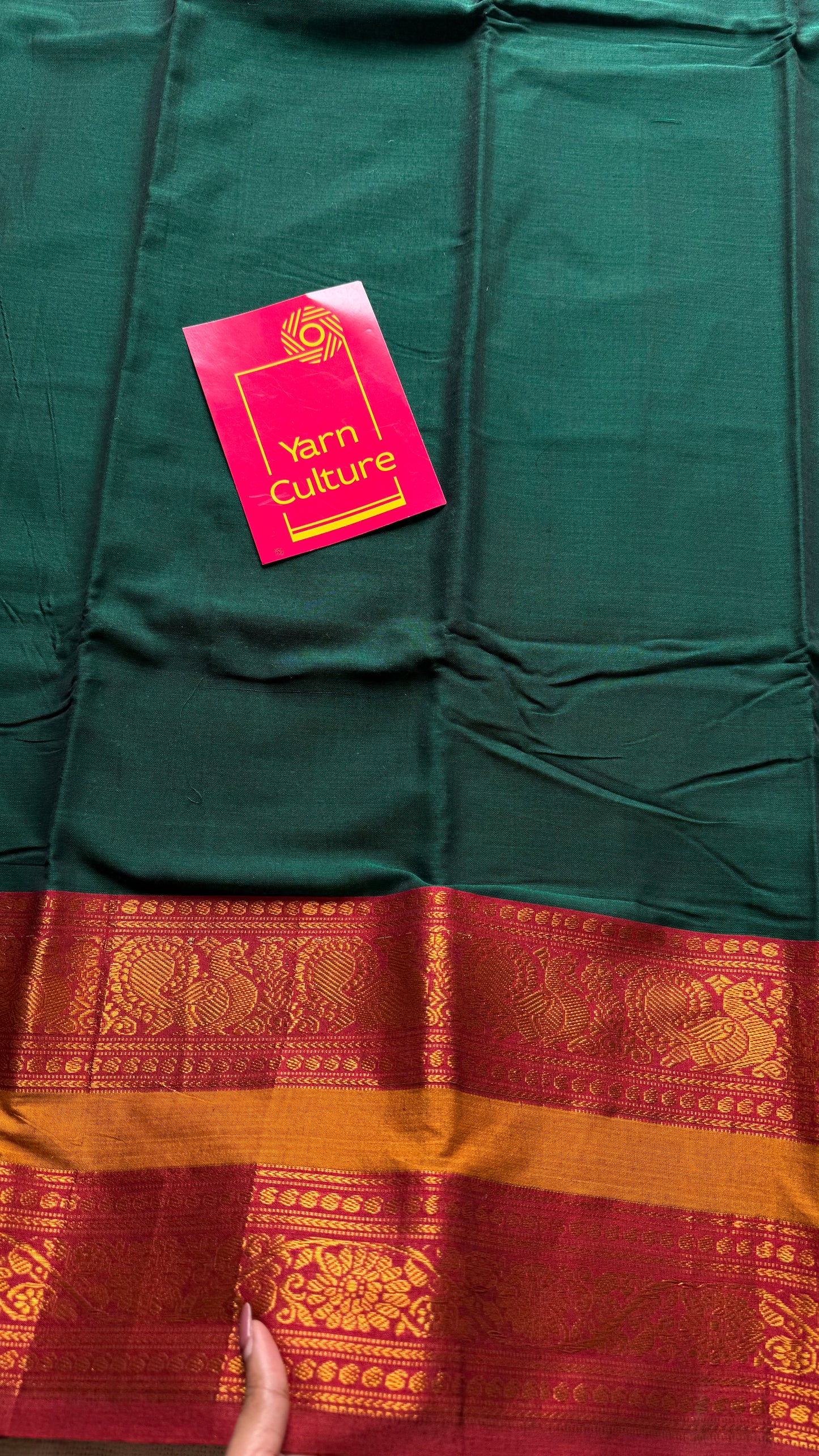 Green with red wide border, narayanpet soft cotton saree - YCWOTDAUG01