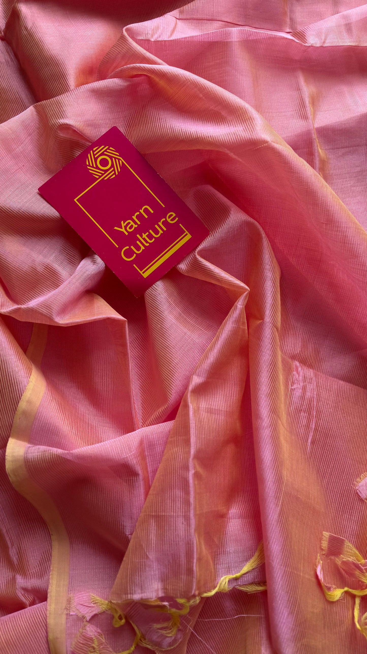 Plain pastel pink yellow dual tone, mangalgiri silk cotton, handwoven, soft, light weight - YCWOTDMSAP220