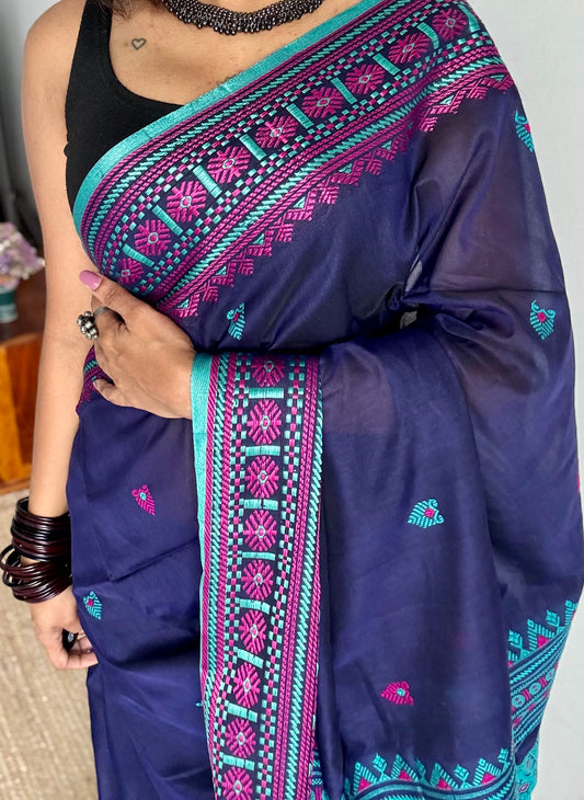 NeelPokh (নীলপখ) - Blue Butterfly, grace and color in motion, soft cotton - YCHOTEAJA206