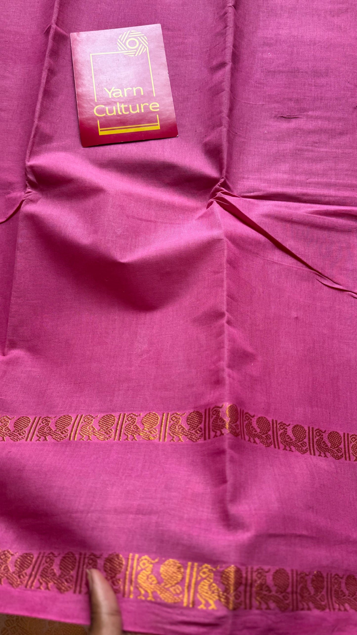 Light pink rettaipettu peacock gap border, kattuchayam dyed madurai cotton saree  - YCCOTNMSAP218
