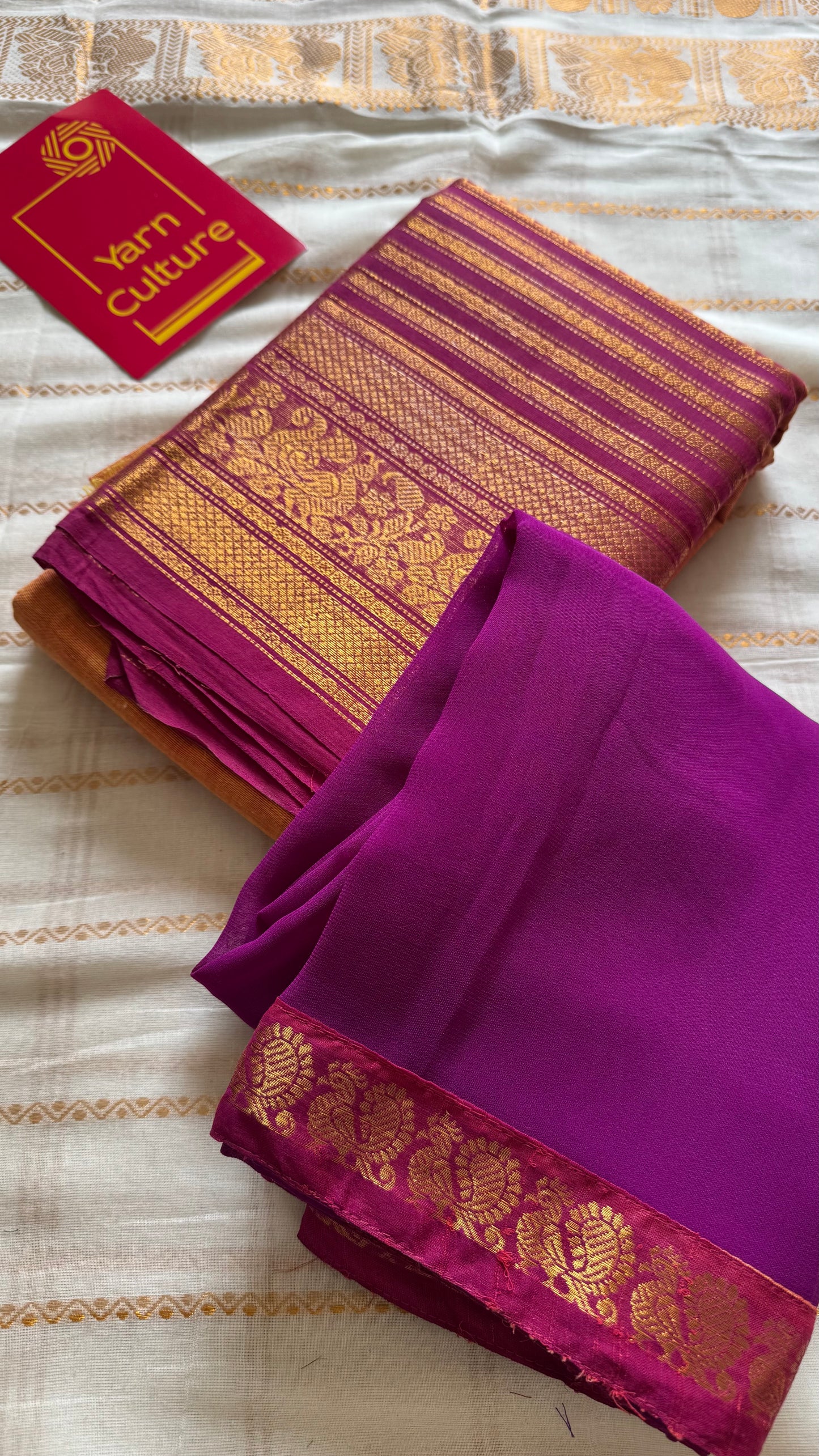 Orange - Magenta unstitched half saree material (dhavani), kanchi cotton - YCIEHS208
