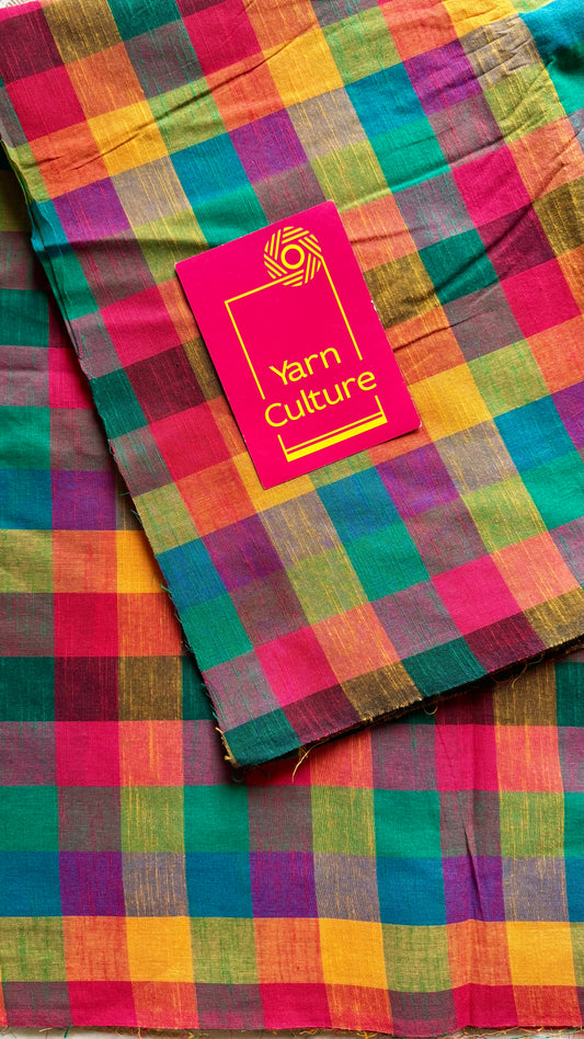 Multicoloured Madras Checks in Pure Cotton Fabric - YCSEFB05