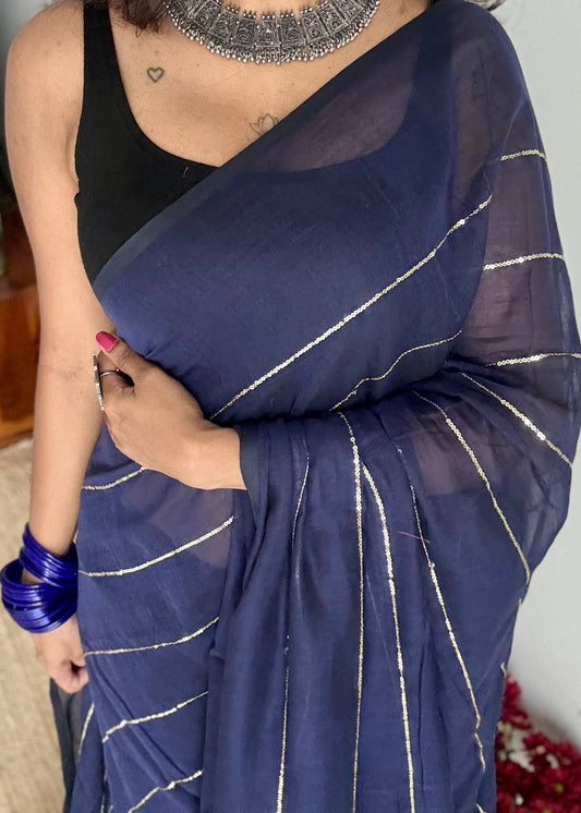 Dark blue mul with silver sequins - YCBCMCLSE55