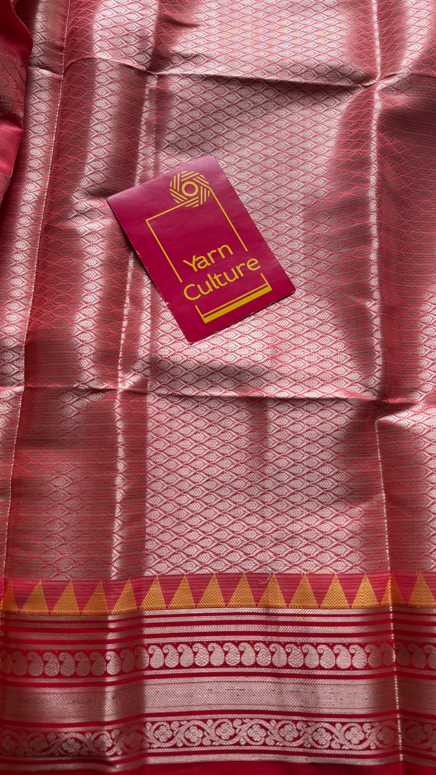 Cream with red and yellow contrast borders, kota doria with zari - YCBCDP14