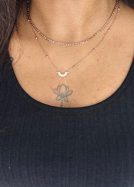 Rose gold plated double layered chain - YCGPC397