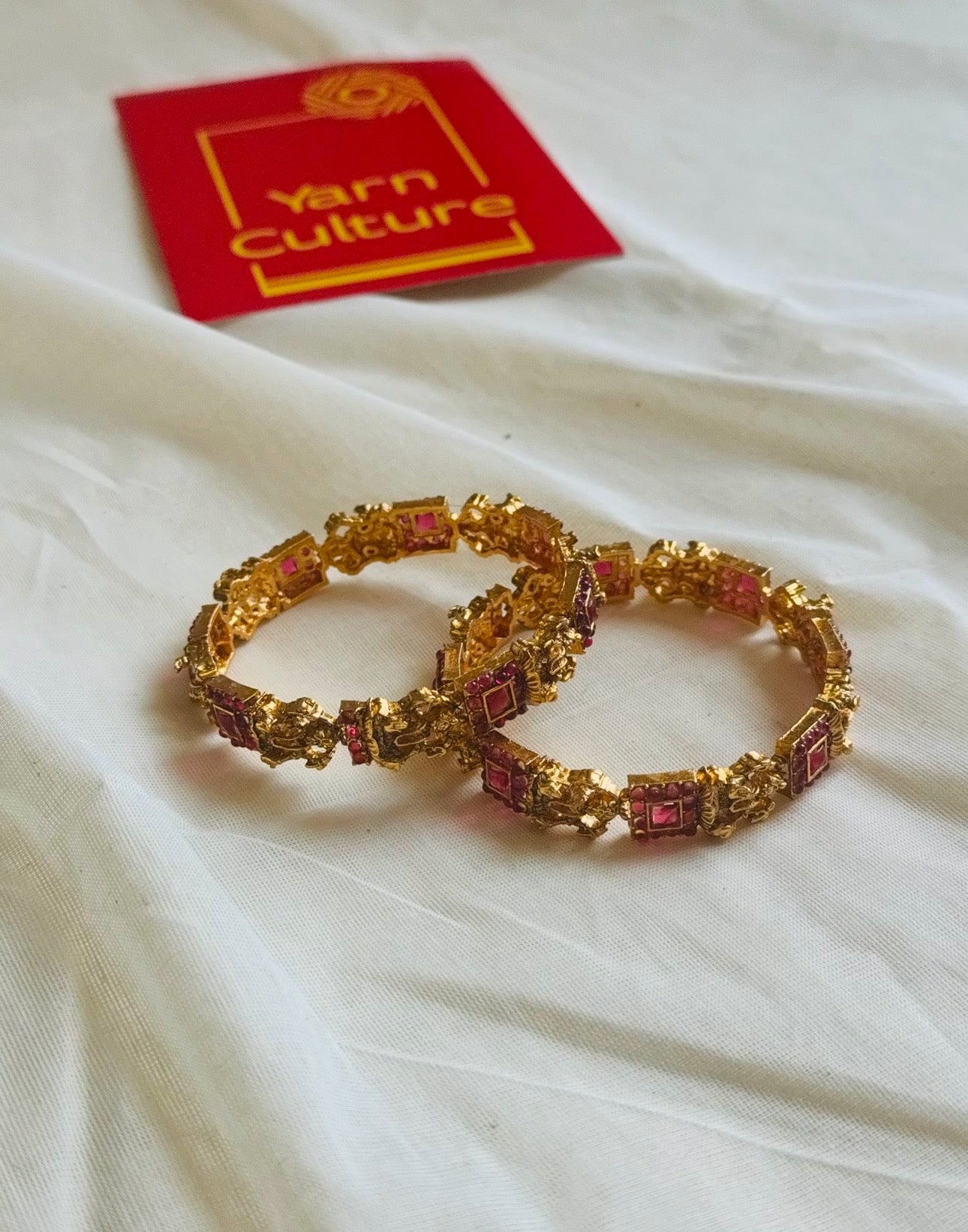 Ruby stone bangles, set of 2, size 2.6 - YCGPBA816