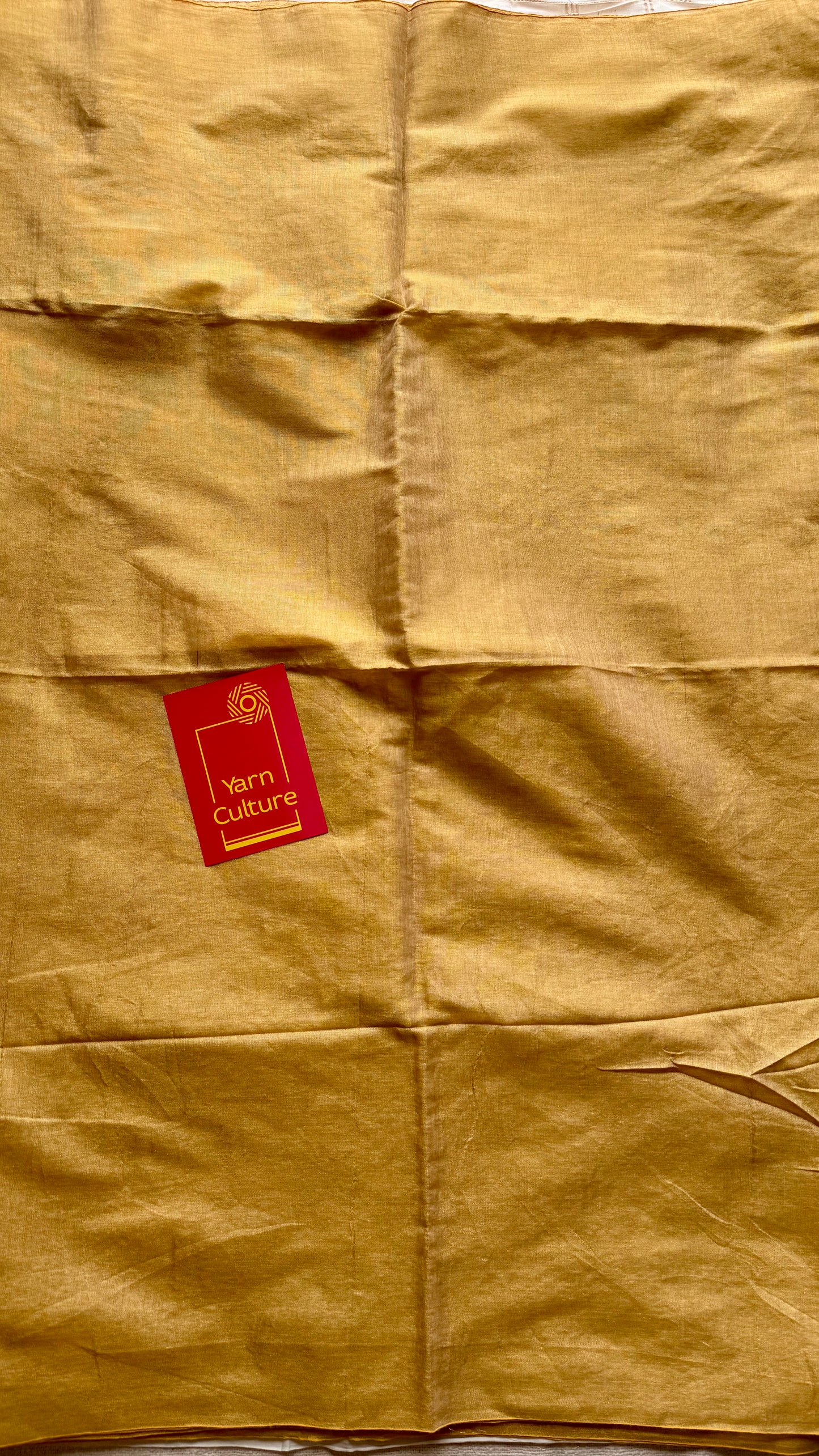 Plain gold mul tissue saree, striped pallu - YCIEON07