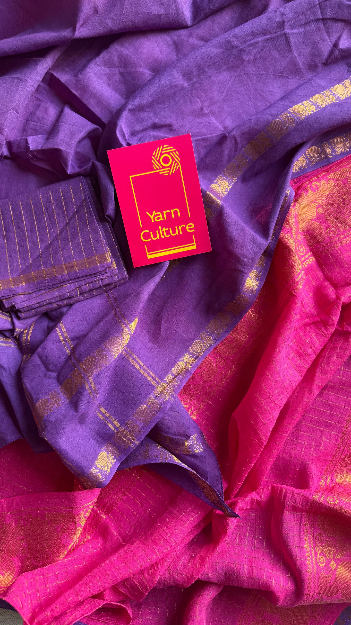 Alli (அல்லி) : purple with pink, sungudi cotton - YCENOID02