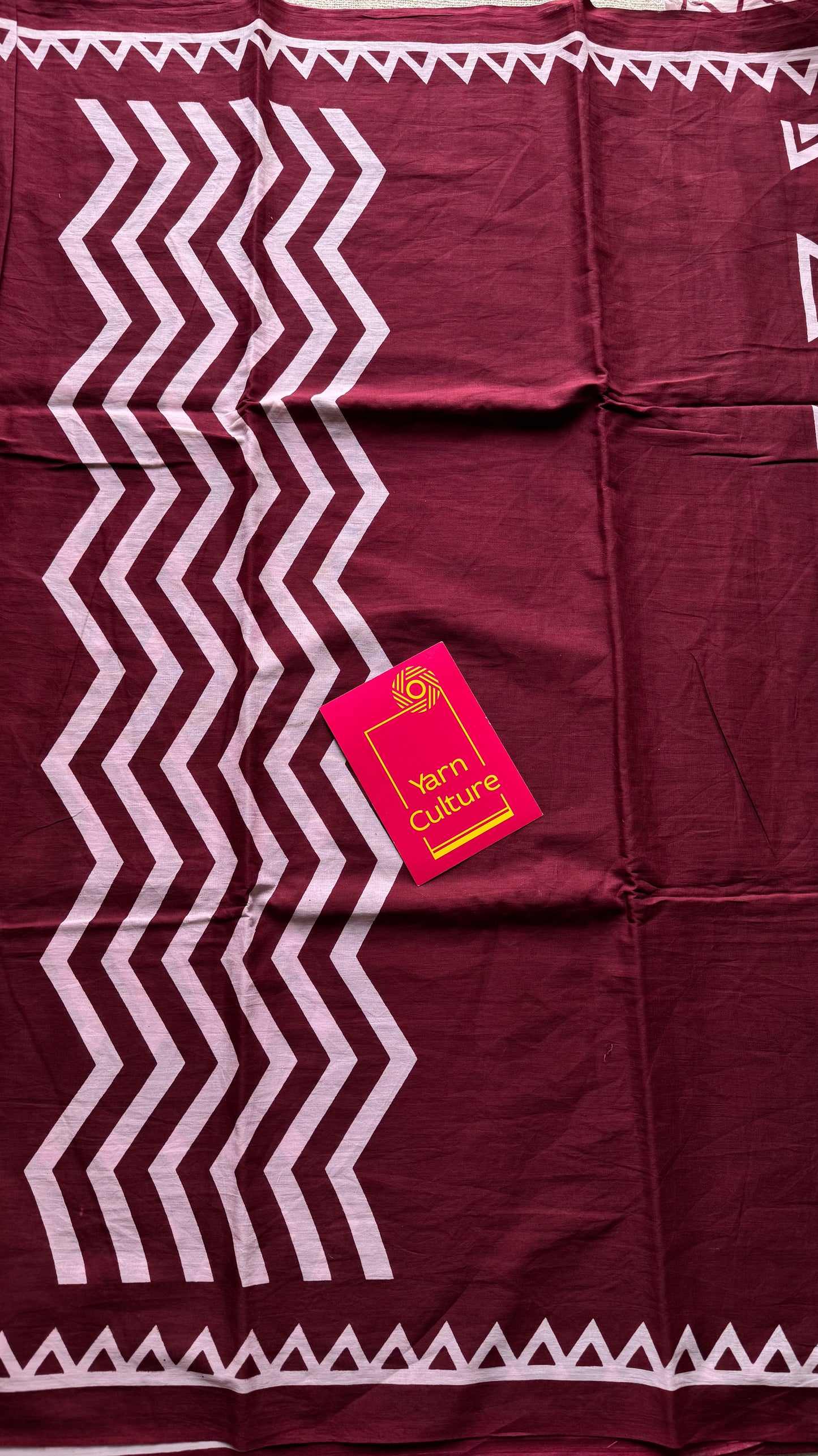 Maroon with white geometric prints, soft cotton - YCTORCMA01
