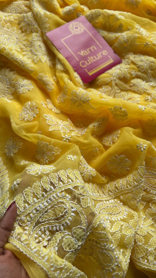 Pehli Subah (first morning) - Yellow Chikankari, georgette YCSLCJULCK01